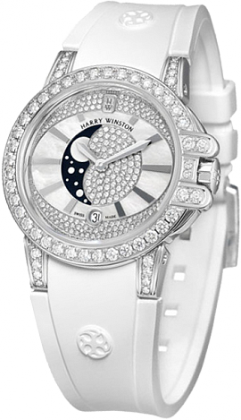 Review Replica Harry Winston Ocean Lady Moon Phase 400 / UQMP36WC.MDO / D3.1 watch - Click Image to Close